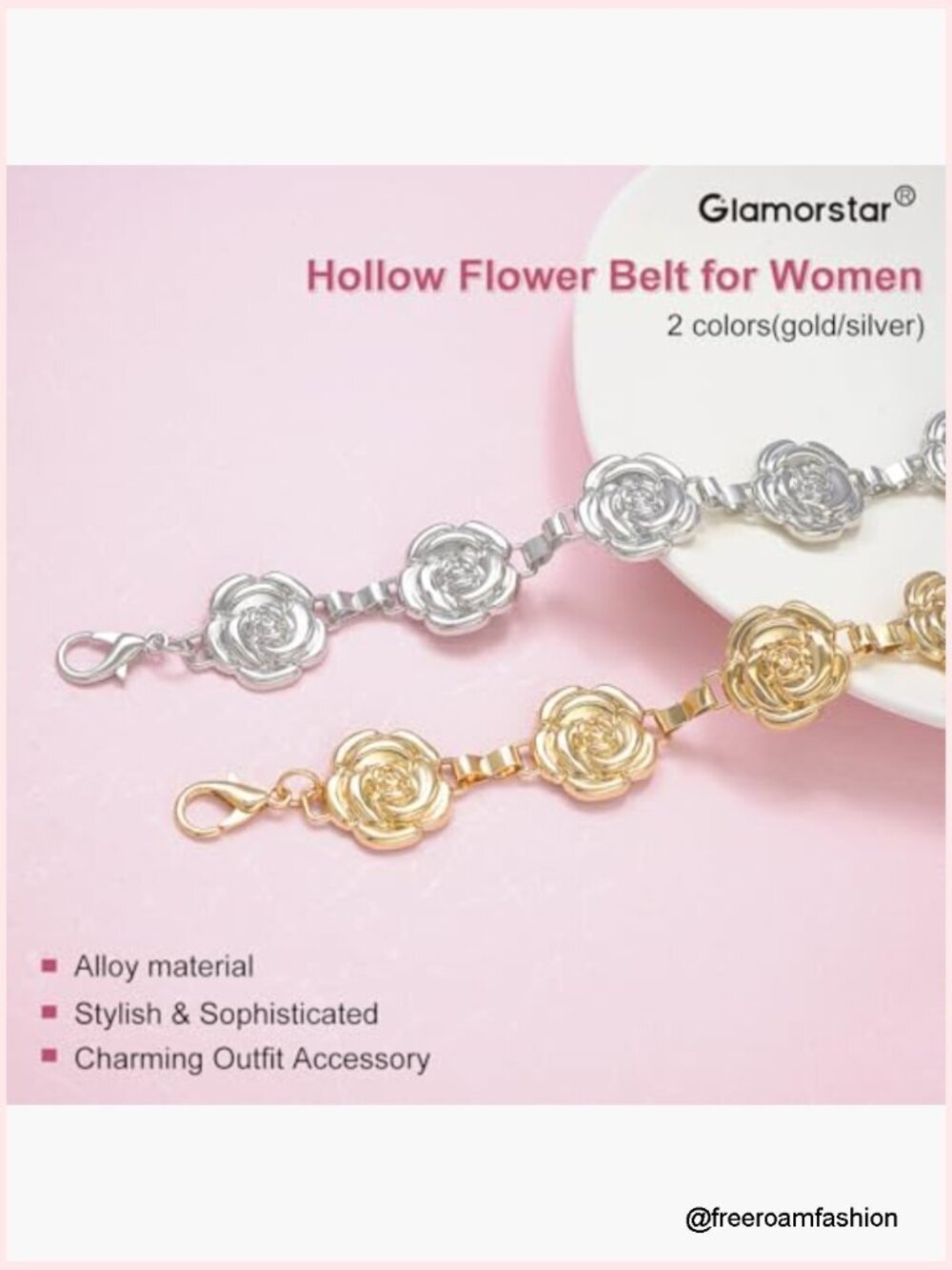 Adjustable Flower Waist Chain Belt for Dresses Gold - Picture 4 of 6